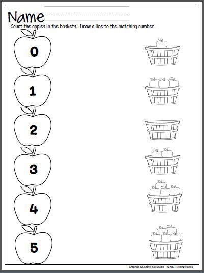 Apple Number Matching Page (0-5) - Made By Teachers | Kindergarten