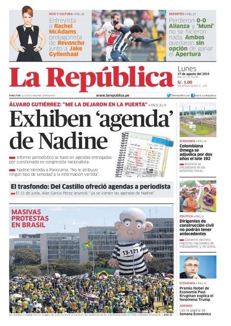 Edición Impresa Lima 17 08 2015 Imprimir Sobres Portadas Edicion