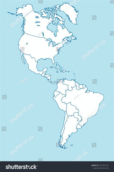 Vector Map Of American Continent Blue And White Royalty Free Stock Vector Avopix Com