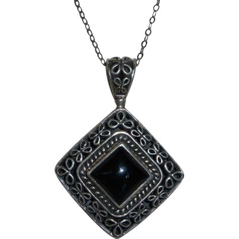 Vintage Black Onyx Sterling Silver Pendant Necklace From Historique On