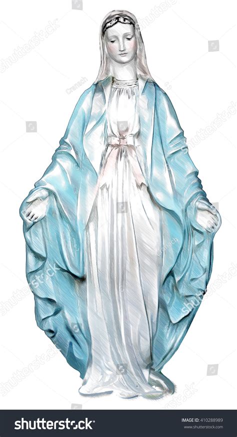 Holy Mary Virgin Mary Illustration Draw Ilustración De Stock 410288989
