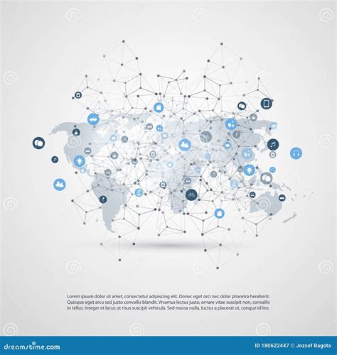 Internet Of Things Cloud Computing Design Concept With World Map