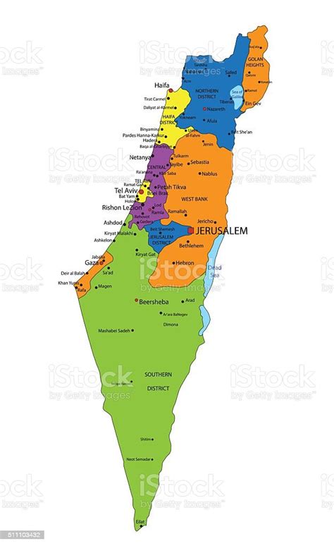 Colorful Israel Political Map With Clearly Labeled Layers Stock