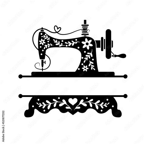 Sewing Machine Vector Illustration Sewing Logo Atelier Vintage Tailor
