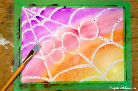 Watercolor Resist Spider Web Art Project For Halloween Projects With Kids