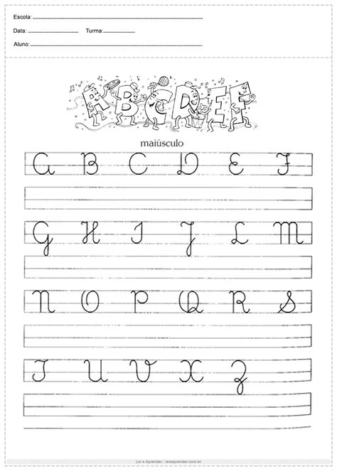 Atividades De Caligrafia Alfabeto Continuação Ler E Aprender