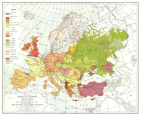 Map Of The Races Of Europe National Geographic Magazine 1919 2017×