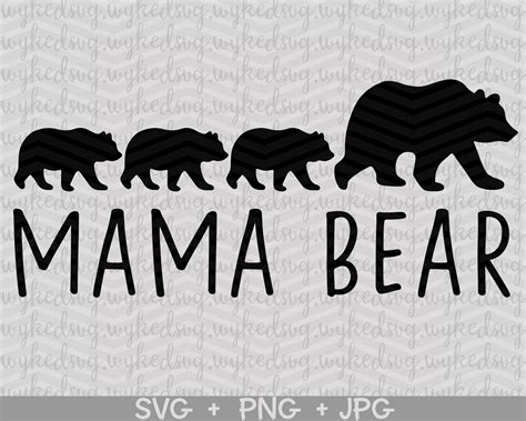 Mama Bear With Three Cubs Svg Mama Bear Svg Mom Svg Mothers Etsy Uk