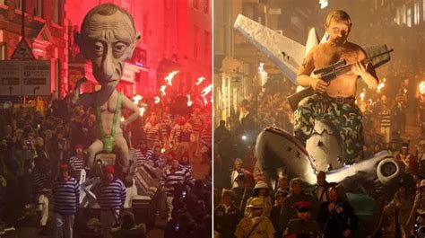 Lewes Bonfire Celebrations Two Effigies Of Vladimir Putin Torched But
