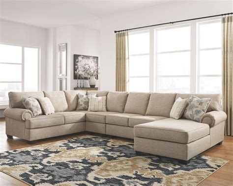 This sectional features a signature wood base and track arms with loose back and seat cushions that make arcata suited for both casual and formal spaces. Baceno 4-Piece Sectional with Chaise | Cheap living room ...