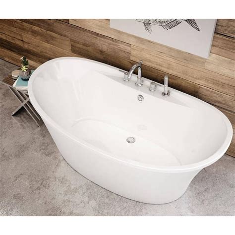 Maax Ariosa 66 In White Acrylic Oval Center Drain Freestanding Bathtub In The Bathtubs