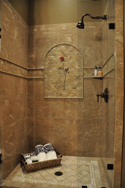 See how top designers create both timeless and trendy looks with marble, cement, ceramic, porcelain, faux wood and glass tile. Marble Shower Rose Mural - Tropical - Bathroom - Seattle ...