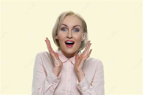 Happy Shocked Young Woman Close Up Stock Photo Image Of Cheerful