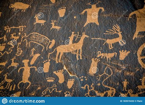 Petroglyphs On Newspaper Rock In Canyonlands National Park Utah Usa