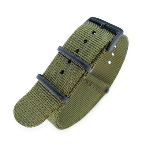 Nato 20mm G10 Military Watch Band Nylon Strap Military Green Pvd Bla