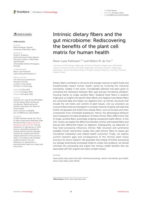 Pdf Intrinsic Dietary Fibers And The Gut Microbiome Rediscovering