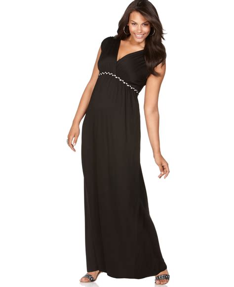 Soprano Plus Size Cap Sleeve Braided Empire Maxi Dress In Black Lyst
