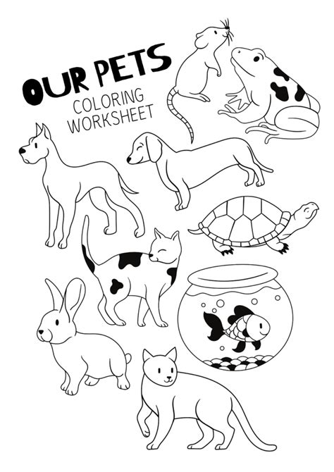 9 Coloring Pages Of Pet Animals For Kids Free Preschool