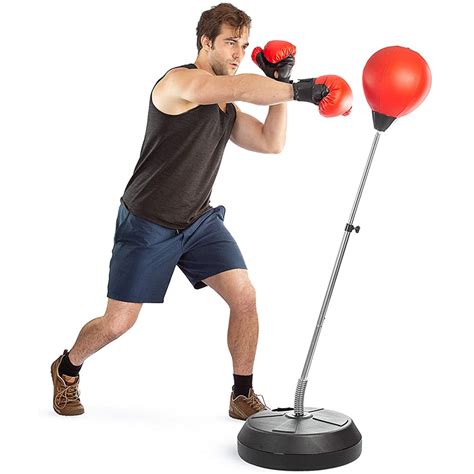 Adjustable Inflatable Free Standing Man Punching Leather Bag Boxing
