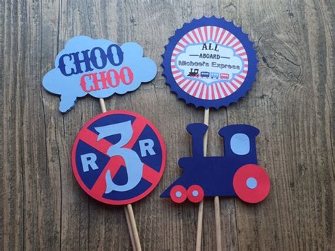 Vintage Train Centerpieces Double Sided Train Birthday Party