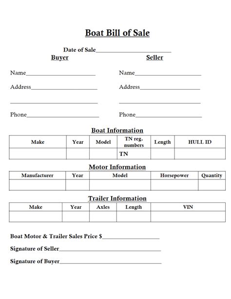 Free Tennessee Bill Of Sale Forms 5 Pdf
