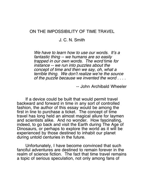 ⭐ Short Essay On Time Travel The Issue Of Time Travel Possibility