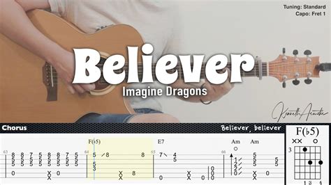 Believer Imagine Dragons Fingerstyle Guitar Tab Chords Lyrics