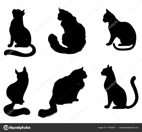 Silhouettes Sitting Black Cats Set — Stock Vector © Agrino 131082630