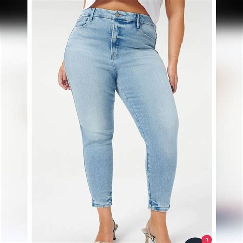 Nwt Good American Good Curve Skinny Crop Blue High Rise Flat Tummy Tech Jeans 18 Ebay