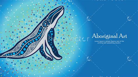 Aboriginal Dot Art Banner Design With Whale Download Graphics And Vectors