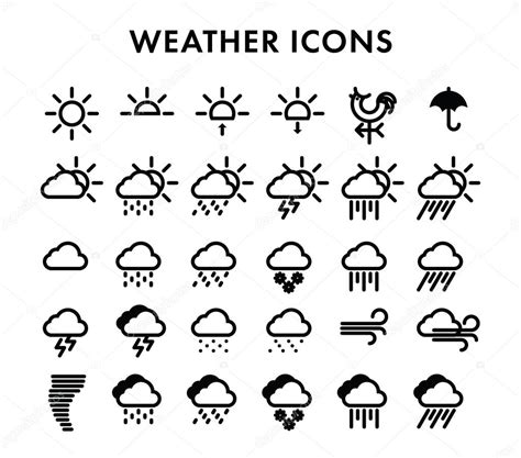 Icons Weather Icon Set Symbol Web Climate The Sun Clouds Rain