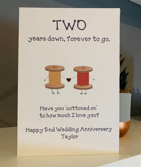Two Year Anniversary Card Cotton Anniversary Personalised Etsy