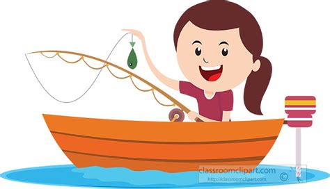 Fishing Clipart Girl Fishing In Boat Holding Caught Fish Clipart