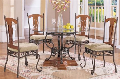 Beautiful dining room style blue color lovers. Bronze Metal Frame Traditional Dinette Table w/Oak Wood Base