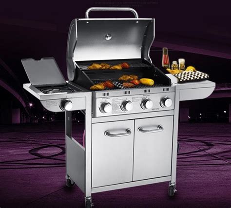 Outdoor hoods freshen the fresh air. Five burners gas BBQ grill, gas stove,gas oven,outdoor all ...
