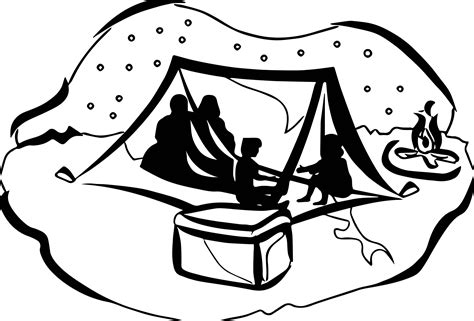 Tent Camping Clipart Black And White Royalty Free Summer Camp Cabin