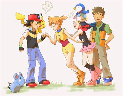 Pikachu Dawn Ash Ketchum Misty Piplup And 2 More Pokemon And 3 More Drawn By D Nezumi