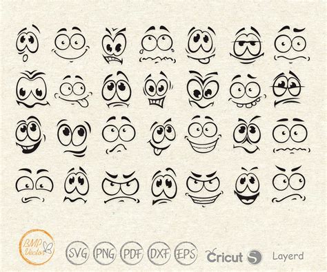 Face Sticker Svg Cartoon Svg Cartoon Eyes Face Emoji Bundle Svg