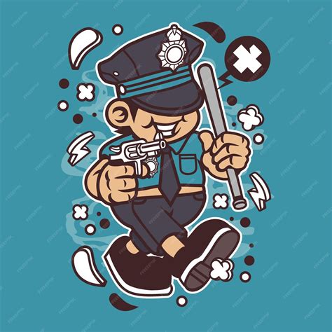 Premium Vector Police Kid Cartoon