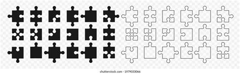 Various Sizes Puzzle Set Puzzle Pieces Stock Vector Royalty Free