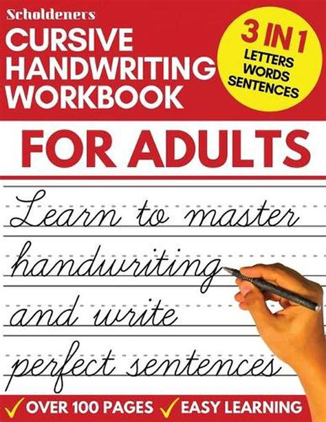 Cursive Handwriting Workbook For Adults By Scholdeners Paperback