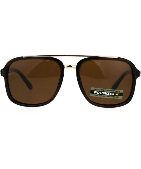 polarized antiglare mens rectangular plastic racer pilots sunglasses all brown c018c54dhsa