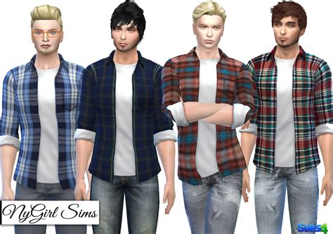 Nygirl Sims 4 Plaid Button Up With Tee
