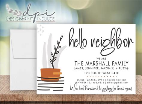 Hello New Neighbor Introduction Cards New To The Neighborhood Etsy