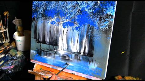 Blue Trees Abstract Landscape Painting By Dranitsin
