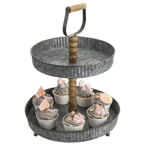 Buy Myt2 Tier Cupcake Stand Rustic Galvanized Silver Metal Pastry