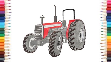 Massey 4wd Tractor Drawingl How To Draw Tractor Step By Step Easy By Ck