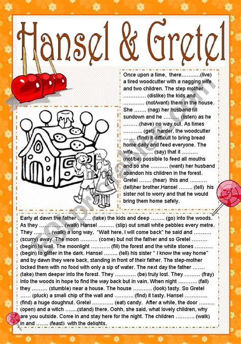 Hansel And Gretel Reading The Simple Past Tense Two Pages Editable