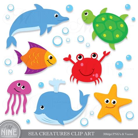 Sea Creatures Clip Art Digital Clipart Instant Download