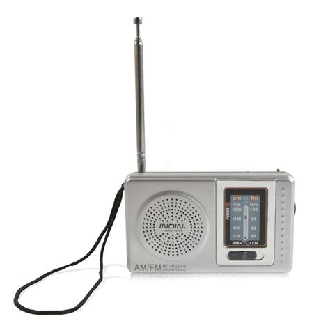 Silver Mini Portable Radio Receiver Multi Function Amfm Telescopic